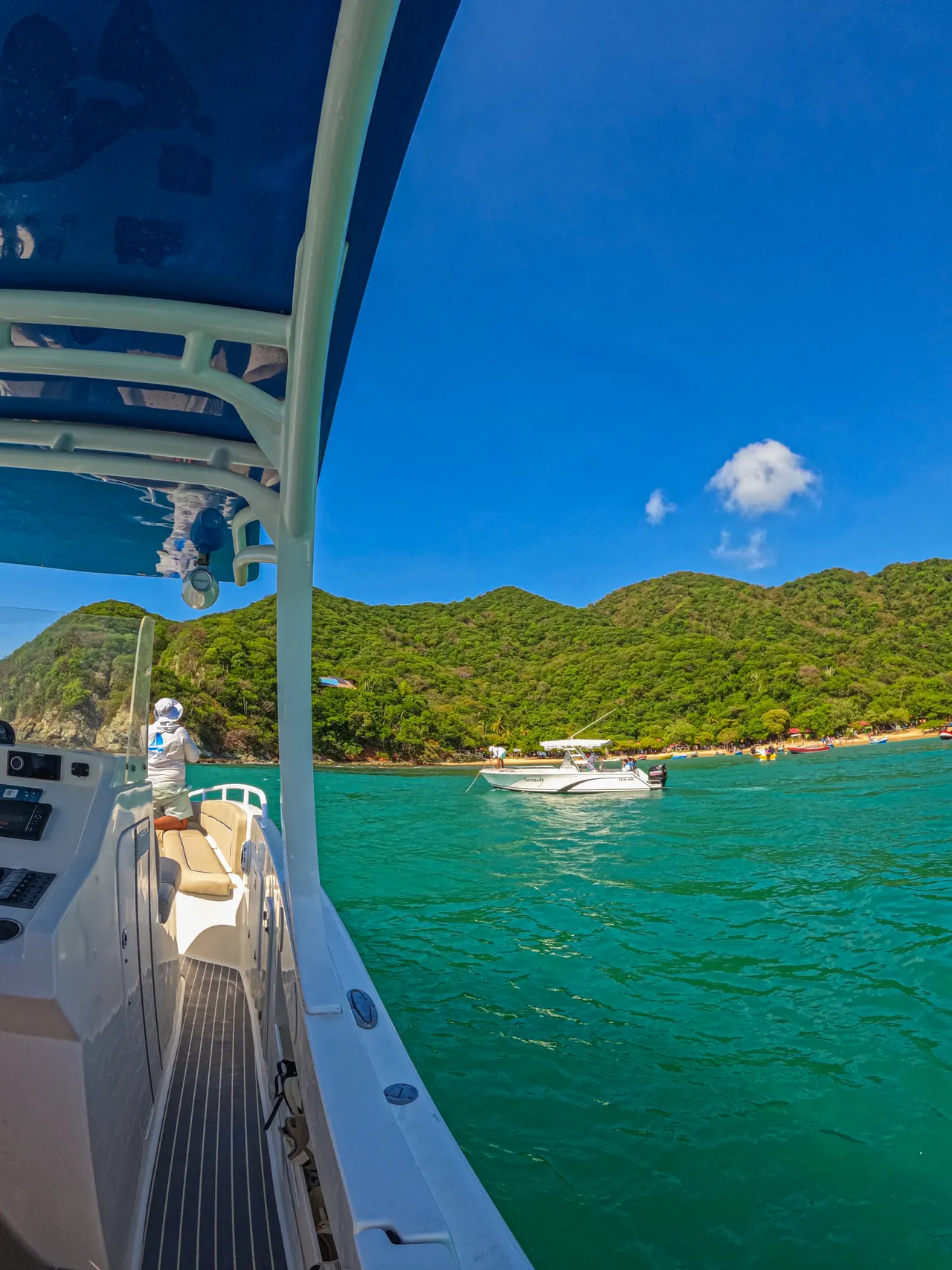 Arrival at Playa Cristal from the deck of the boat.