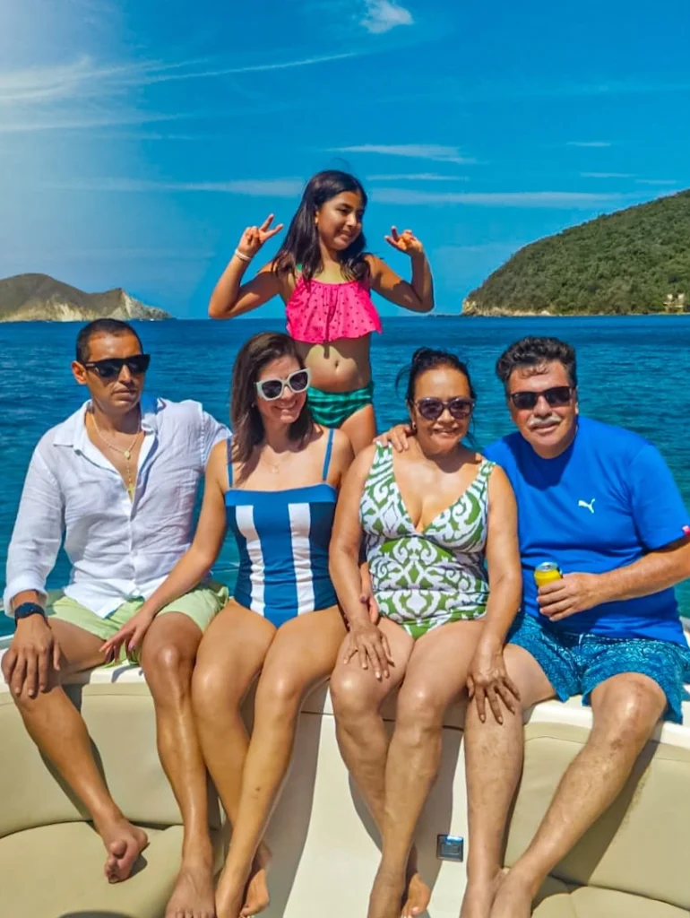 Customers posing on board the boat.