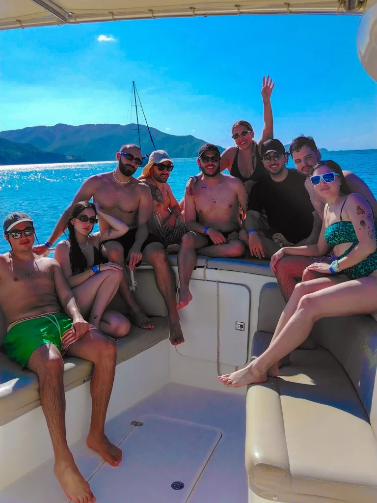 Customers celebrating aboard the boat in Santa Marta.
