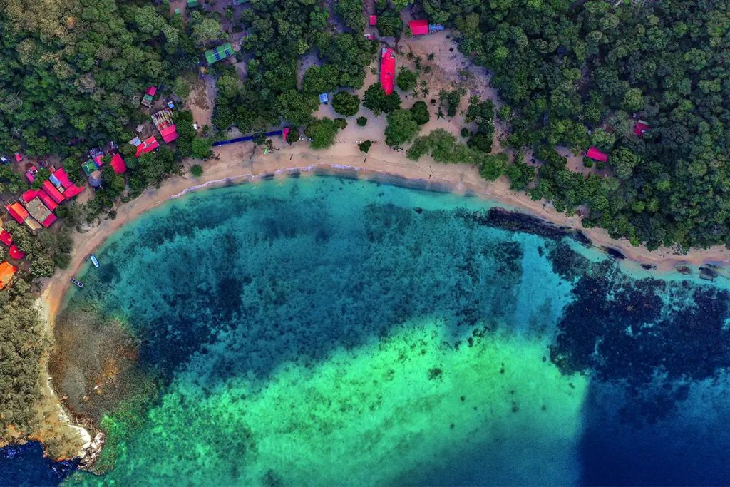 Playa Cristal Reef as seen from the air.