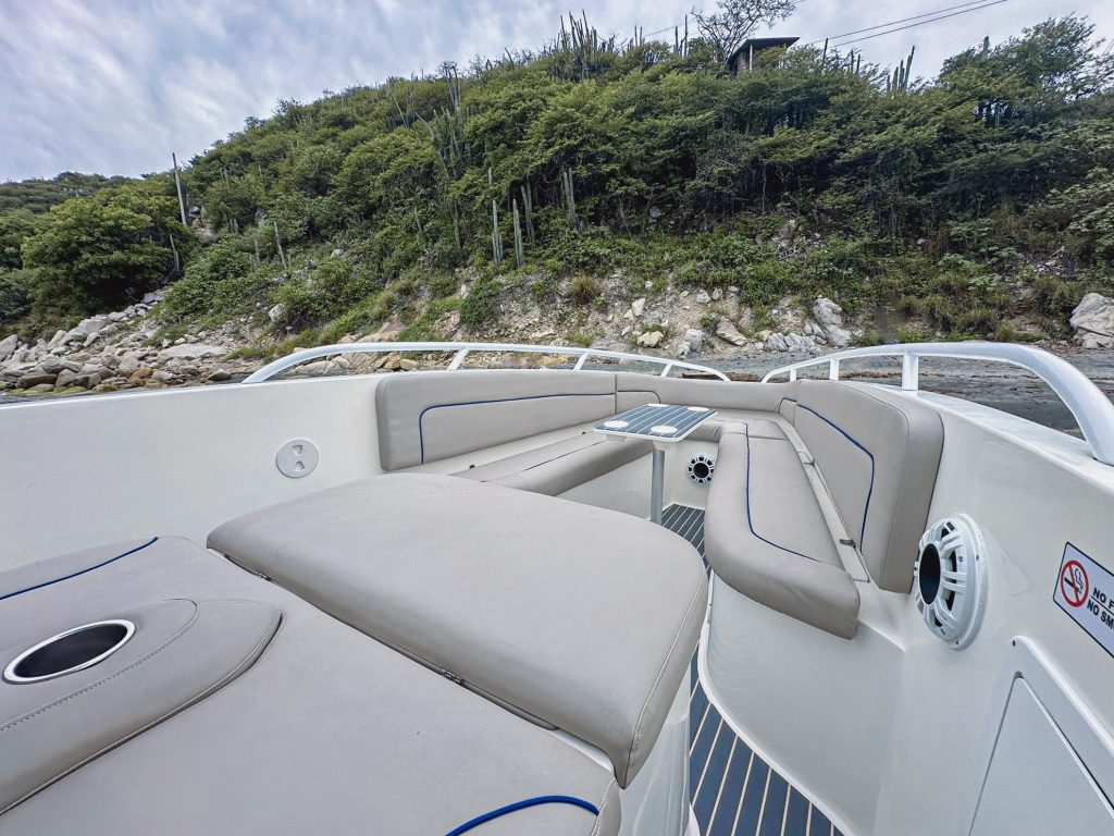 The deck of the boat off the coast of Santa Marta.