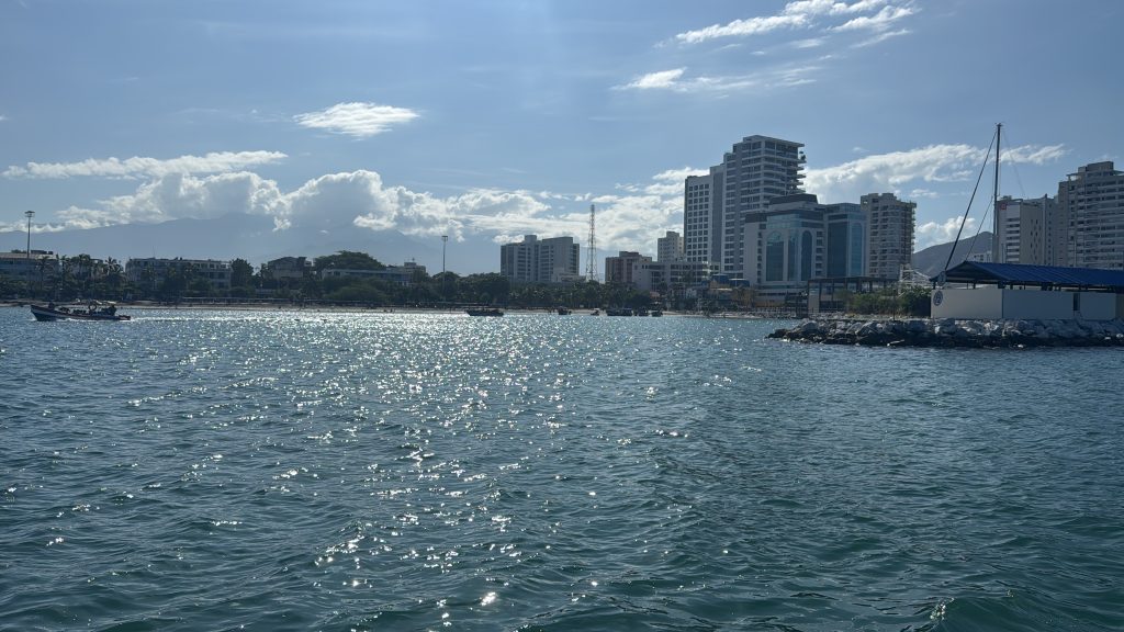 Santa Marta Bay with the city's buildings.