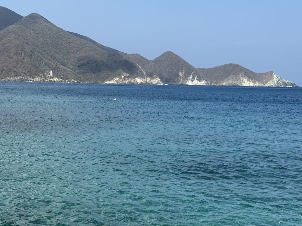 Mountainous coastline of Parque Tayrona on the way to Cinto.