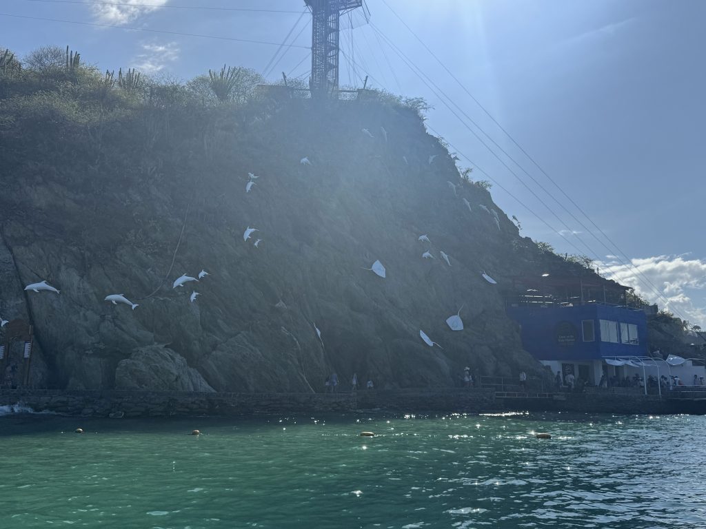 Cliffs along the coast of Santa Marta, as seen from the sea.